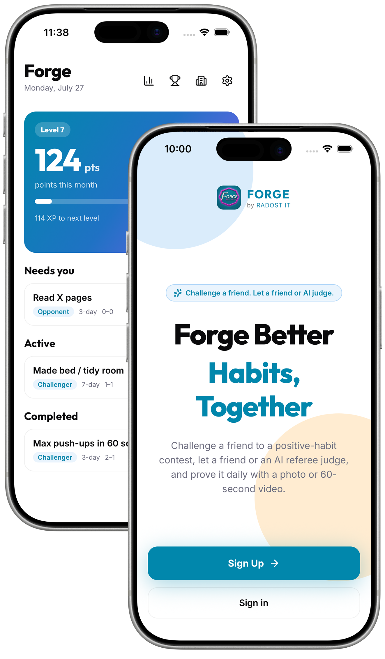 Forge app — challenge a friend and track daily proof